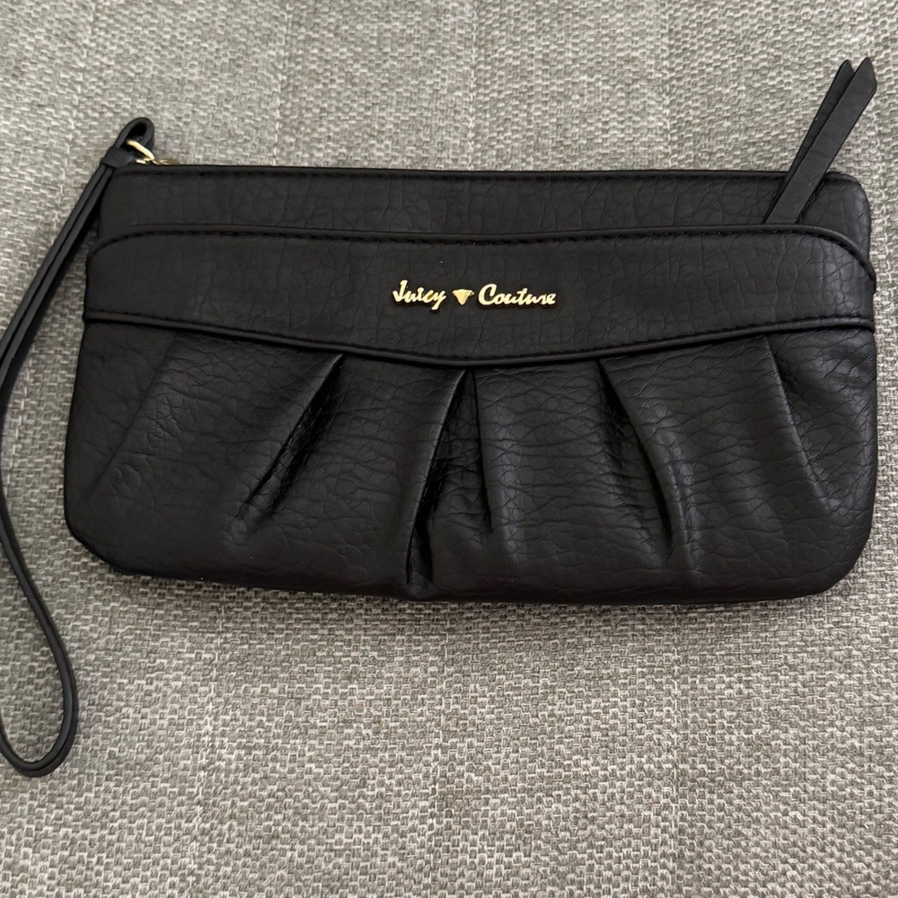 Juicy Couture Black Pleated Wristlet